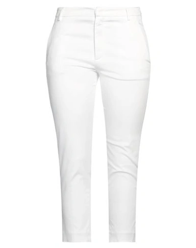 Dondup Woman Pants White Size 28 Cotton, Lyocell, Elastane