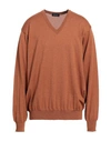 Drumohr Man Sweater Rust Size 36 Merino Wool In Red