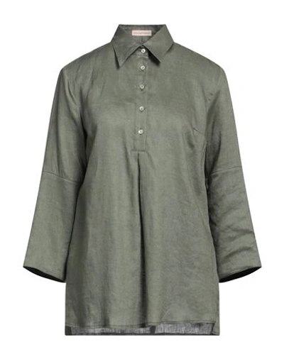 Camicettasnob Woman Blouse Military Green Size 10 Linen