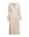 Rochas Woman Midi Dress Beige Size 8 Polyester In Black