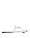 Tory Burch Woman Thong Sandal White Size 10 Soft Leather