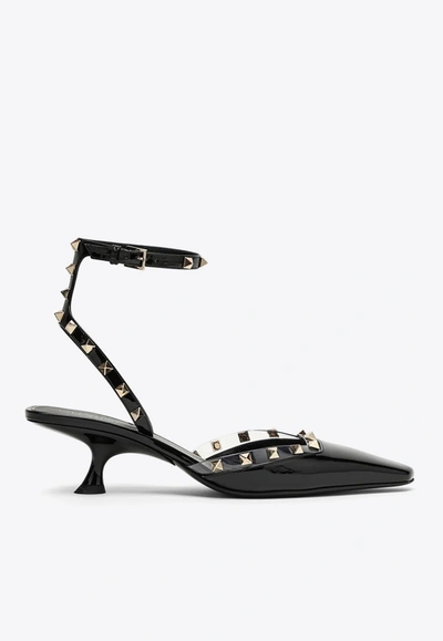 Valentino Garavani Rockstud Patent-leather Pumps In Black