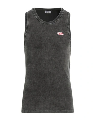 Diesel Man Tank Top Steel Grey Size Xl Cotton, Elastane In Grey
