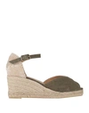 Castaã±er Castañer Woman Espadrilles Military Green Size 9 Textile Fibers