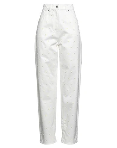 Msgm Woman Jeans White Size 4 Cotton, Elastane