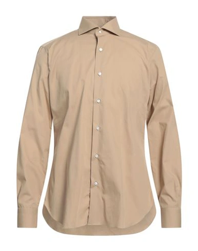 Barba Napoli Man Shirt Light Brown Size 17 Cotton In Beige