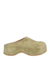 Moma Woman Mules & Clogs Sage Green Size 10 Leather