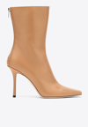 Jimmy Choo Agathe 100mm Pointed-toe Boots In Brown