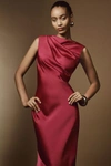 Significant Other Lana Cowl-neck Tie-back Satin Maxi Dress In Purple
