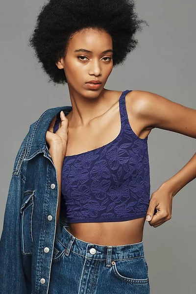 By Anthropologie The Hannah Seamless Textured Tank In Blue