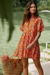 Ro's Garden Vibeka Ruffle Mini Dress In Orange