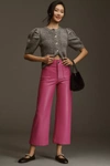 Maeve The Colette Cropped Wide-leg Faux Leather Pants By  In Pink