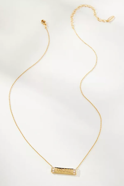 By Anthropologie Zip Code Dog Tag Necklace In Yellow