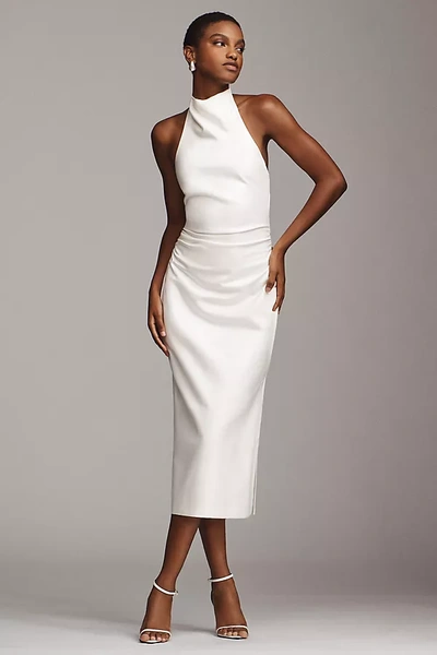 Bhldn Holly Faux Leather Halter Midi Dress In White