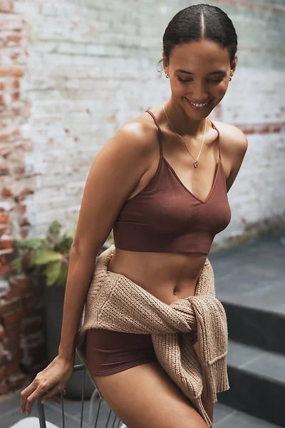 By Anthropologie Jenny Seamless T-back Bralette In Brown