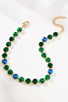 Anthropologie Glitzy Crystal Necklace In Green