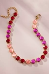 Anthropologie Glitzy Crystal Necklace In Red
