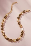 Anthropologie Glitzy Crystal Necklace In Gold