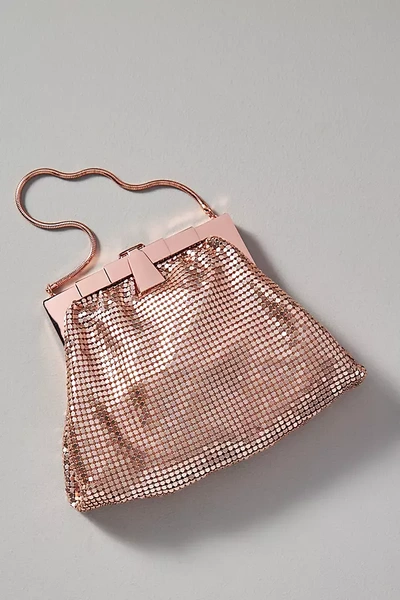 By Anthropologie Metallic Chainmail Clutch In Pink