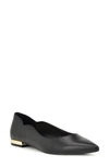 Nine West Lovlady Pointed Toe Flat In Black Smooth