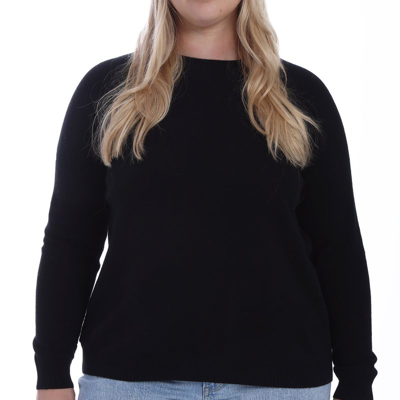 Minnie Rose Plus Size Cashmere Crewneck Sweater In Black