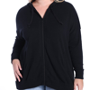 Minnie Rose Plus Size Cotton Cashmere Oversized Zip Hoodie In Black