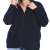Minnie Rose Plus Size Cotton Cashmere Oversized Zip Hoodie In Blue