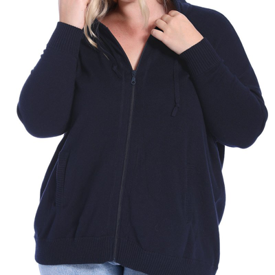 Minnie Rose Plus Size Cotton Cashmere Oversized Zip Hoodie In Blue