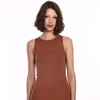 Minnie Rose Viscose Blend Sleevless Tunic Dress In Brown