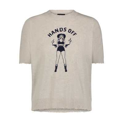 Minnie Rose Cotton Cashmere Hands-off Frayed Tee In Grey
