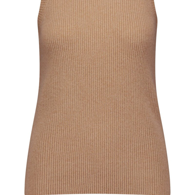 Minnie Rose Cashmere Ribbed Tank In Brown