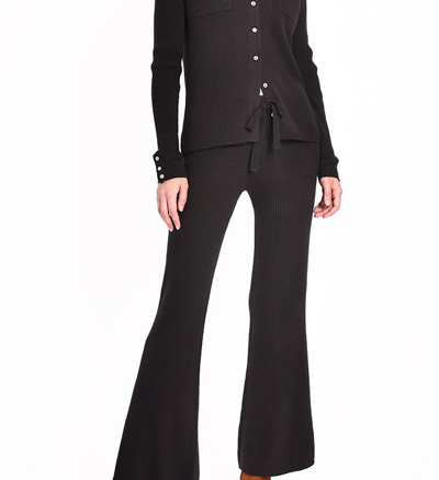 Minnie Rose Cashmere Ribbed Pants In Black