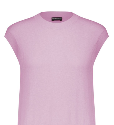 Minnie Rose Cotton Cashmere Muscle Crew Tee In Pink
