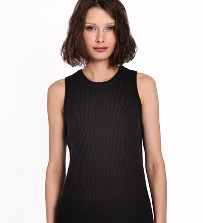 Minnie Rose Cashmere Ribbed Tank In Black
