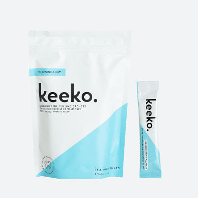 Keeko Morning Mint Oil Pulling Mouthwash Sachets In White