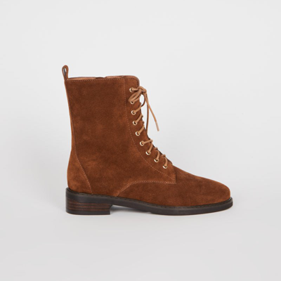 Intentionally Blank Elaine Suede Lace Up Boot In Brown