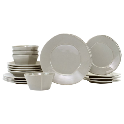 Vietri Lastra Sixteen-piece Place Setting In Grey