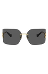 Miu Miu Mu 54ys 80 Rimless Titanium Wrap Sunglasses In Gold/ Grey
