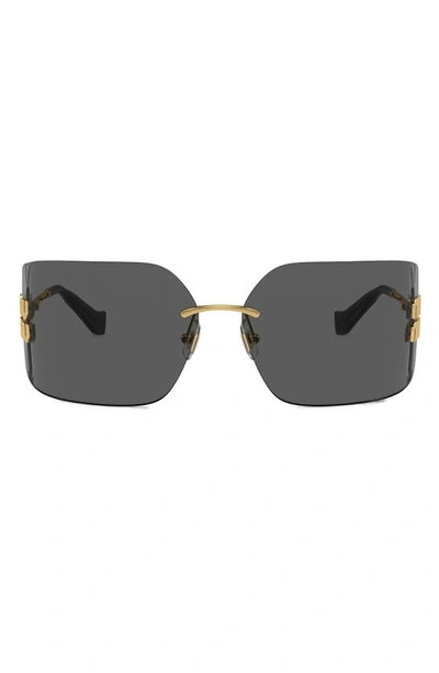 Miu Miu Mu 54ys 80 Rimless Titanium Wrap Sunglasses In Dark Grey