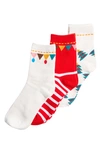 Stems Festive 3-pack Crew Socks Gift Set In Red Multi
