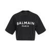 BALMAIN CROPPED PRINT LOGO ECO T-SHIRT