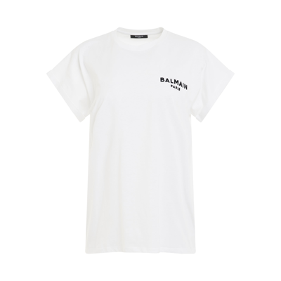 Balmain White Flock T-shirt In Black
