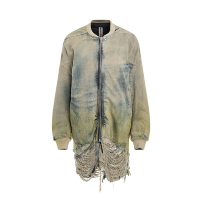 Rick Owens Jumbo Destroyed Down Bomber Jacket In 0832d Pearl/acid Deg