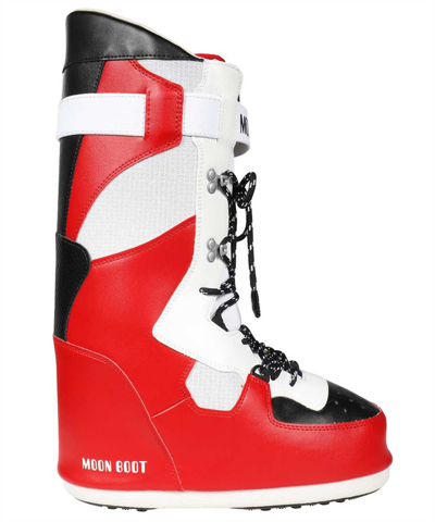 Moon Boot High Sneaker Boots In Red