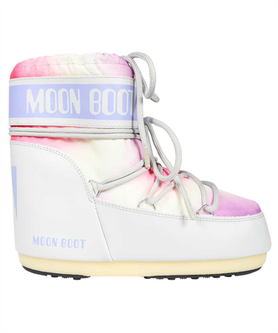 Moon Boot Icon Tie Dye Lace-up Short Snow Boots In Grey