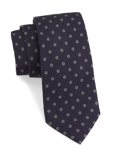 Isaia Men's Floral Wool-silk Tie In Blue