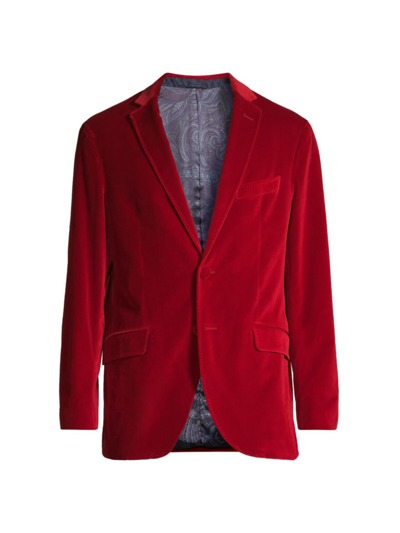 Etro Men's Velvet Single-breasted Blazer In Red