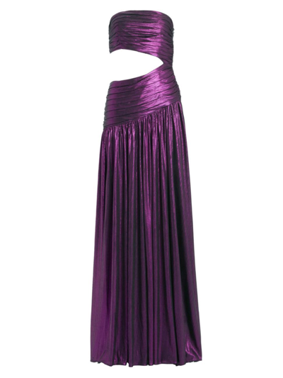 Retroféte Kenna Cut-out Detailed Maxi Dress In Purple