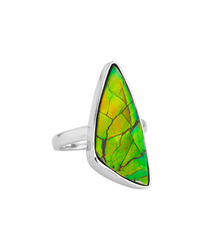 Tiramisu Silver 8.65 Ct. Tw. Ammolite Ring In Green