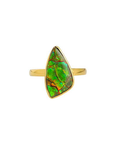 Tiramisu 14k Over Silver 5.20 Ct. Tw. Ammolite Ring In Green